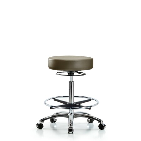 Blue Ridge Ergonomics Vinyl Stool, Chrome, High Bench, Foot Ring, Casters, Royal BR-VHBSO-CR-CF-CC-8809