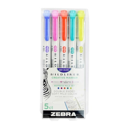 Zebra Pen Mildliner Double Ended Highlighter Friendly Asst 5 Pack 78405