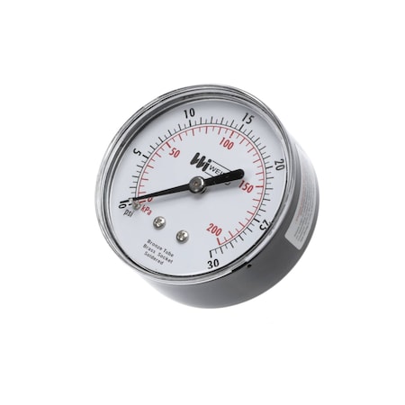 Stero Dishwasher Pressure Gauge, 0-30 PSI, 2 1/2in Dial 0P-655200