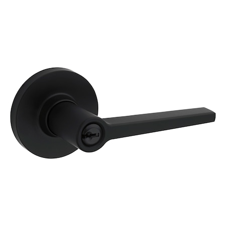 Safelock Daylon Lever with Round Rose Storeroom Lock with 4AL Latch and RCS Strike Matte Black Finish SL6500DALRDT-514