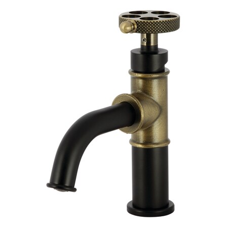 Kingston Brass One-Handle 1-Hole Bathroom Faucet with Knurled Handle and Push Pop-Up Drain KS2823RKX