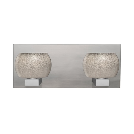 Besa Lighting Keno Vanity, Smoke Sand, Satin Nickel Finish, 2x3W LED 2WF-KENOSM-LED-SN