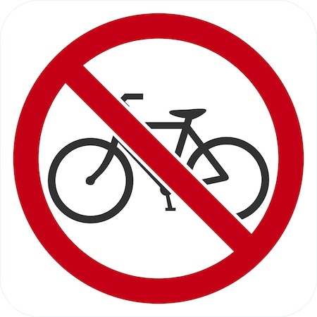 No Bicycle Symbol, 12x12, High Intensity Prismatic, White