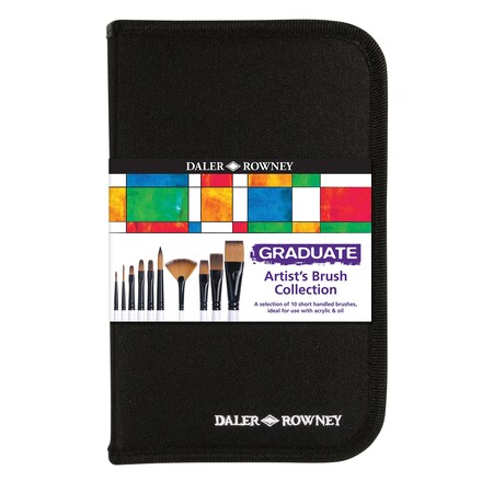 Daler-Rowney Graduate Artist's Brush Set with Zip Case, Synthetic, 10-Piece Set D212500100