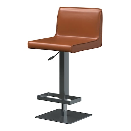 Homeroots Orange and Black Faux Leather and Metal Low Back Adjustable Height Bar Chair 555016