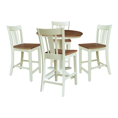 Whitewood Industries Rectangular Fixed Top Table W/ 4 Counter Height Stools, 36 in W, 35.9 in L, 36 in H, Parawood, 5 K79-36RT-23B-S102-4