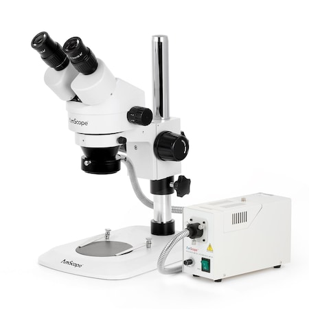 Amscope SM-1 Zoom Binocular Stereo Microscope 3.5X-45X w/150W Halogen Ring Light and 8MP USB 2.0 C-mount Ca SM-1BNX-FOR-8M