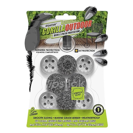 Gorillaoutdoor Furniture Glides, Slip-On, Circle, Gray CB5004