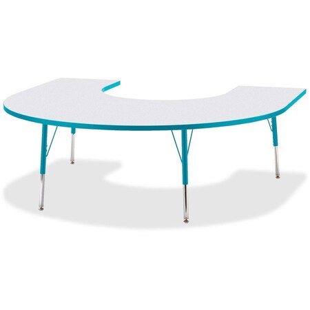 Jonti-Craft Berries Horseshoe Activity Table, 66 in. x 60 in., A-height, Freckled Gray/Teal/Gray 6445JCA005