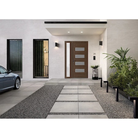 Vdomdoors Front Exterior Prehung Metal-Plastic Door, Manux 8113 Walnut, Side Sidelite Transom, Office Commerc MANUX8113EXD-WLN-W32+16xH80-RH
