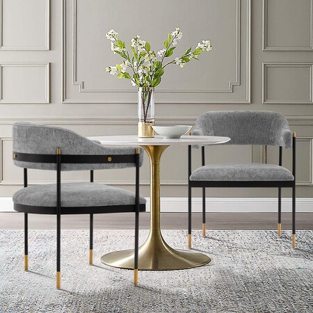 Manhattan Comfort Modern Lia Boucle Dining Armchair in Grey, 2PK 2-DC074-GY
