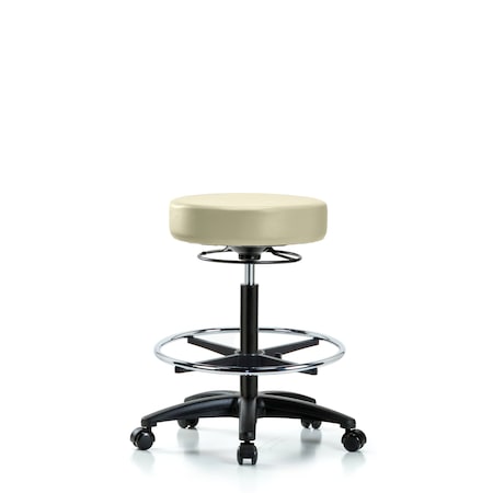 Blue Ridge Ergonomics Bench Stool, Hi, Vinyl, CF, Casters, Wht BR-VHBSO-RG-CF-RC-8501