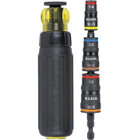 Klein Tools Flip Socket Set, Imp w/Ratch Hdl, 7-in-1 32910RCHT