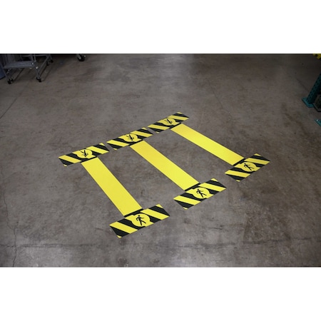 Creative Safety Supply Floor Sign Crosswalk Kit - Blank Yellow with Pedestrian Icon/Hazard Lines, 30in x 11in FS40104-30