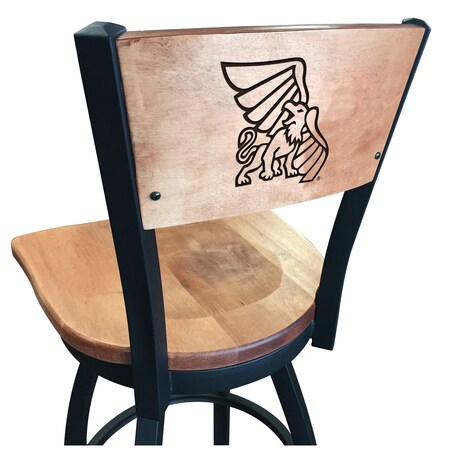 Holland Bar Stool Co 36" Blk Wrinkle Missouri Western State Swivel Bar Stool, Engraved Back L03836BWMedMplAMOWStMedMpl