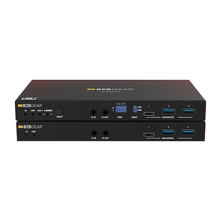 Bzbgear 4K UHD HDMI/USB-C KVM HDBaseT 3.0 Extender/Switcher with USB 3.0/Ethernet/IR/RS-232/POE BG-EXH-4KC7