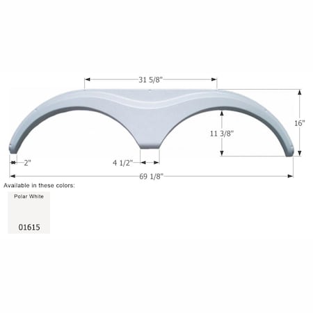 Icon Fender Skirt Tandem Heartland FS763, Polar White 1615