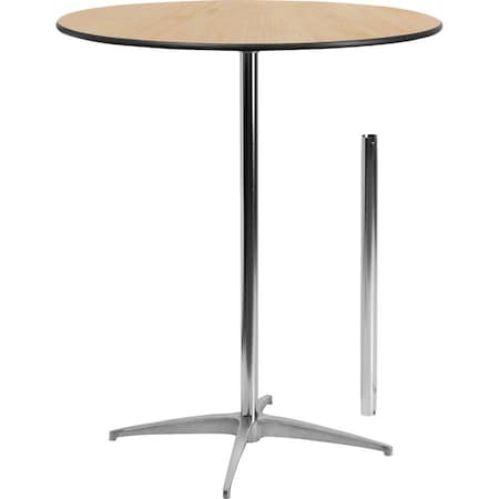 Flash Furniture Round Pub Table w/2 Columns, Rnd, Brchwd Top, 36", Wood Top, Wood Grain XA-36-COTA-GG