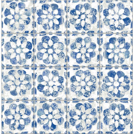 Advantage Izeda Blue Floral Tile Wallpaper 2980-26192