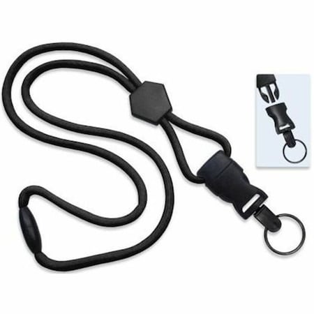 Brady LANYARD STANDARD, BLACK, 1/4in, POLYPROPYLENE ROUND MATERIAL, DIAMOND SLIDER, NEW DTACH SPLIT RING 2135-4541