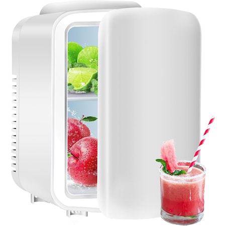 Simple Deluxe Mini Fridge, 4L/6 Can Portable Cooler and Warmer Freon-Free Small Refrigerator, Provide Compact Sto HKFRIGMINI4WHT