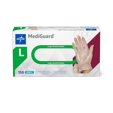 Medline For California Only, MediGuard Powder-Free Clear Vinyl Exam Gloves, Size L, 150PK 6MSV513H