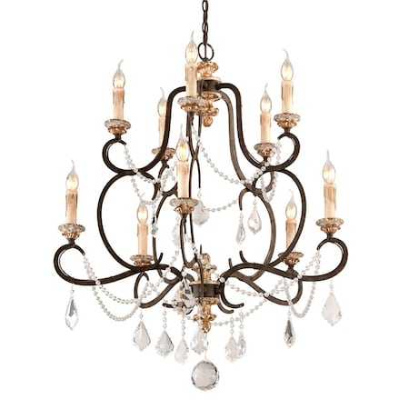 Troy Lighting Bordeaux 10 Light Chandelier 32.25 In. Parisian Bronze F3516-PZ/DG