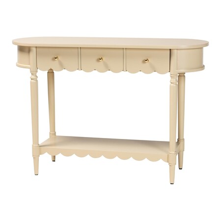 Bali & Pari Liba Console Table with Scalloped Detailing and Open Shelf Storage 271-14794-ZORO