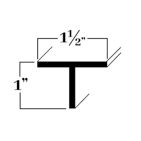 Brunner Aluminum "T" Channel 1-1/2" x 1" x 1/8" Thick, 6063-T5 4 Feet Satin Anodized T42416 S4