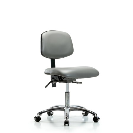 Blue Ridge Ergonomics Vinyl Chair Chrome, Desk, Tilt, Casters, Sterling BR-VDHCH-CR-T1-A0-CC-8840