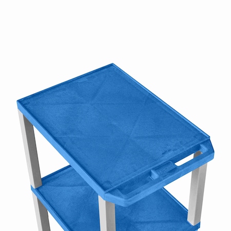 Luxor 42''H 3-Shelf Utility Cart, Electric, Blue Shelves, Nickel Legs UCPL1BUE-N