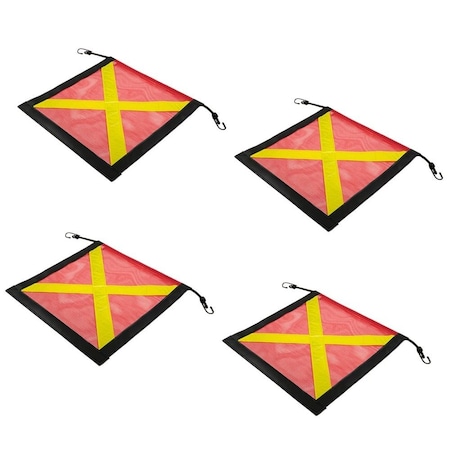 Mytee Products 4 Pcs Safety Flag w/Bungees Cord DOT Compliant 18in Reflective High Visibility X, 4PK VMF-B-REFXx4