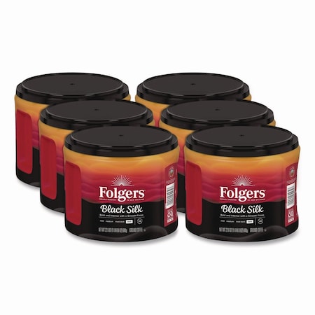Folgers Coffee, Black Silk, Canister, Coffee, 22.6 oz, 6 PK 2550020540CT
