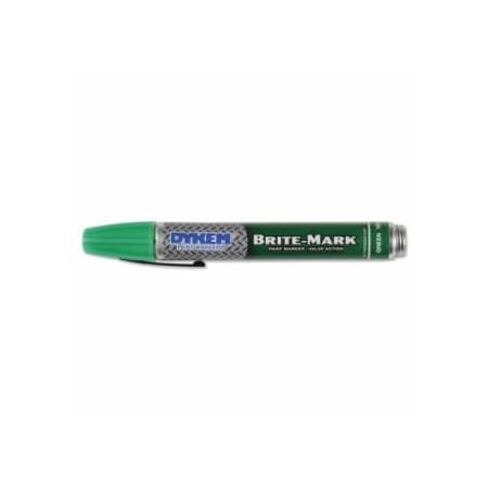 Dykem BRITE-MARK 40 Threaded Cap/Barrel Permanent Paint Marker, Valve Action, Medium, Green, 12PK 253-40004