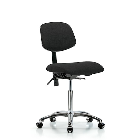 Blue Ridge Ergonomics Chair, Fabric, Med Bench, Chr Casters, Blk, No Arms, 22" to 29" Height, Black BR-FMBCH-CR-T0-A0-NF-CC-F42