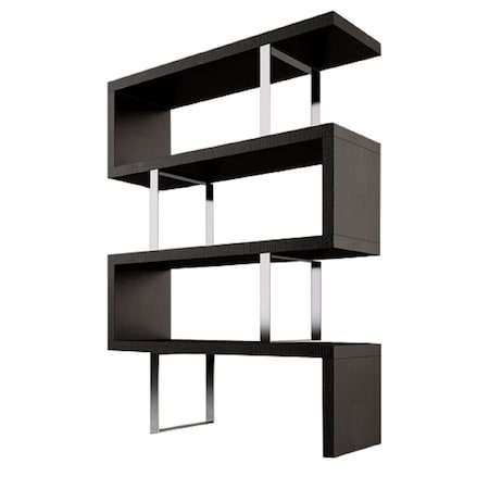 Homeroots 67" Black And Silver Metal and Wood Three Tier Etagere Bookcase 555014