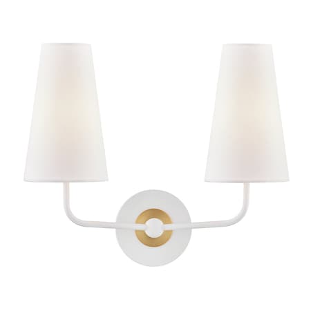 Mitzi Merri 2 Light Wall Sconce 6.75 In. Aged Brass/Soft Off White H318102-AGB/WH