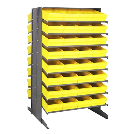 Quantum Storage Systems DOUBLE SIDED PICK RACK W/32 YELLOW BINS QPRD-606YL