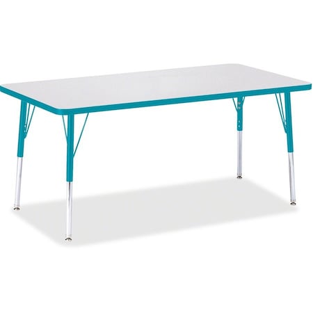 Jonti-Craft Berries Rectangle Activity Table, 30 in. x 60 in., A-height, Freckled Gray/Teal/Gray 6408JCA005