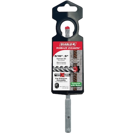 Diablo Rebar Demon 5/16'' x 6'' SDS-Plus Full Carbide Rotary Hammer Drill Bit DMAPL4110