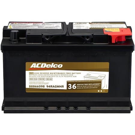 Acdelco BATTERY ASM . CCA 850)72PAL, Vehicle Battery, 94RAGMHR