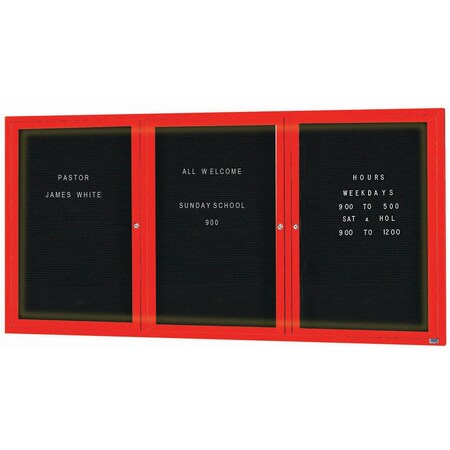 Aarco Illuminated Outdoor Enclosed Directory w/ Al Frame, Powder Coated Red, 48''Hx96''W OADC4896-3IR