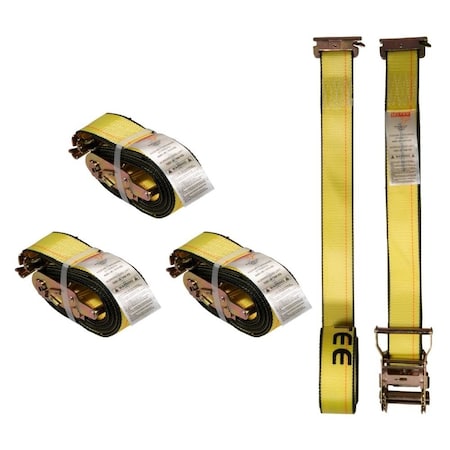 Mytee Products 4 Pack 2'x12ft Heavy Duty E Track Ratchet Strap for Enclosed Trailers, 4000 lbs, 4PK ETKRS12x4