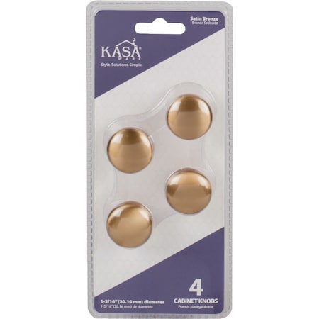 Hardware Resources KasaWare 1-3/16''Diameter Satin Bronze Cabinet Knob, 4PK K778SBZ-4