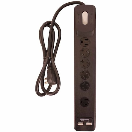 Southwire Surge Protector, Black, 5 in, 6 Outlets 41495