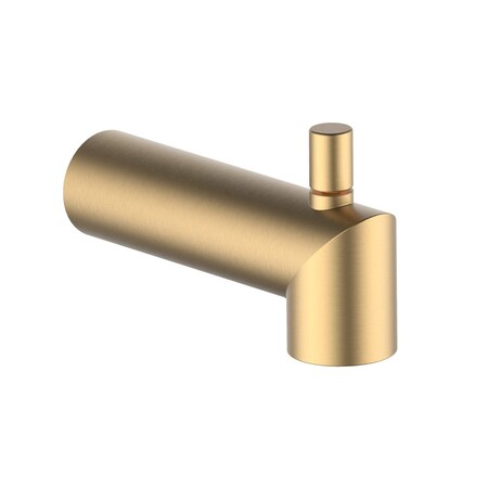 Kibi Circular Wall Mounted 1/2 in Slip-On Tub Spout with Diverter, Brushed Brass TS102BB