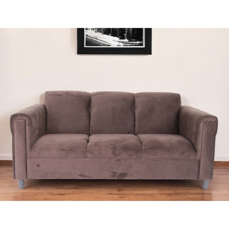 Homeroots 72" Dark Brown Suede Sofa With Black Legs 530480