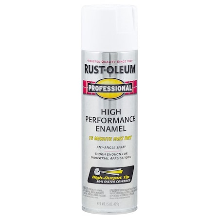 Professional 15 Oz Rust-Oleum Brands White High Performance Enamel Spray Paint, Gloss 7592838