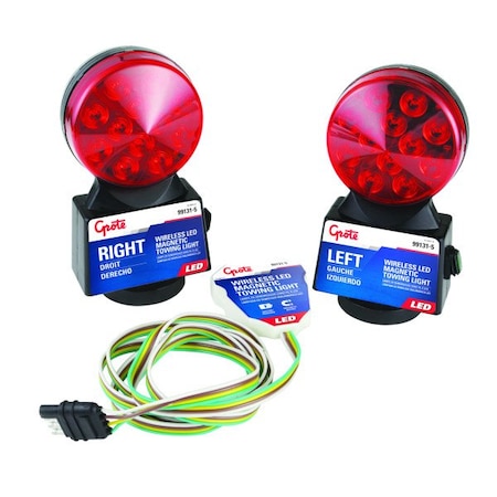Grote Lighting LED Wireless Magnetic Towing Kit, 6V/12V, 4-Pin, Red Polycarbonate Lens, IP34/56 99131-5