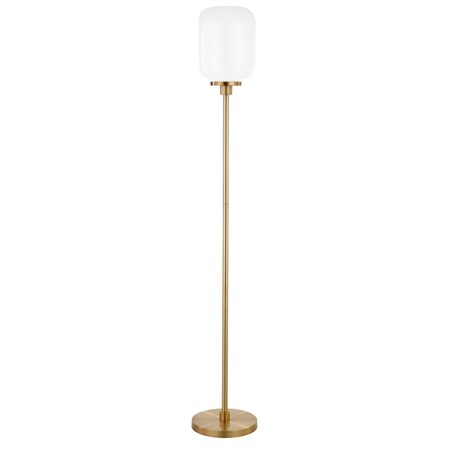 Homeroots 69" Brass Novelty Floor Lamp With White Frosted Glass Globe Shade 523507
